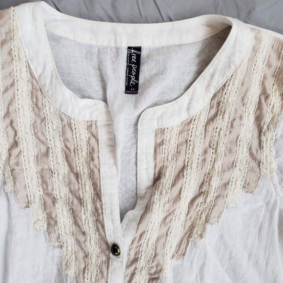 Free People Gauze Lace Trimmed Tunic w/ Brass Butt - Picture 3 of 6